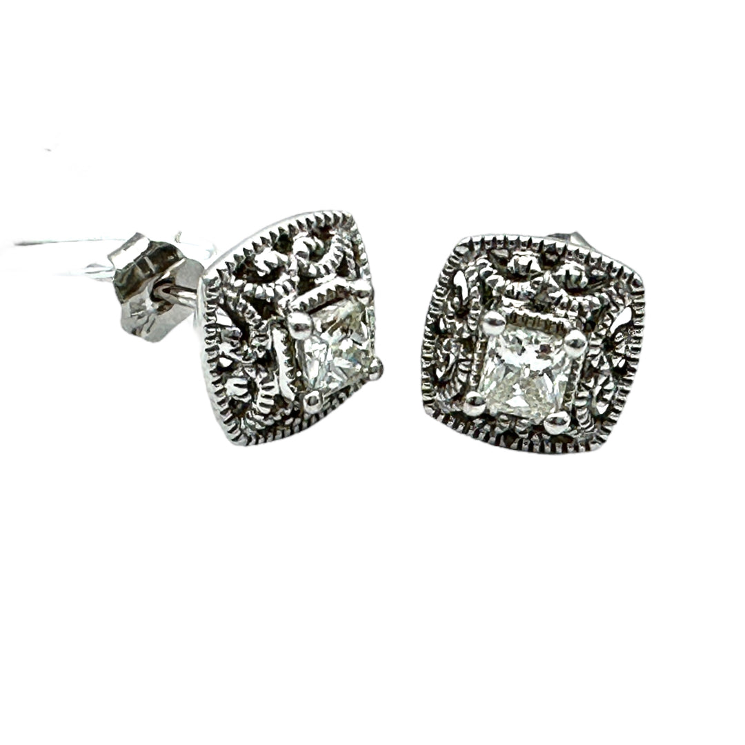 14kt .35 ct Princess Lacey Diamond Stud Earrings