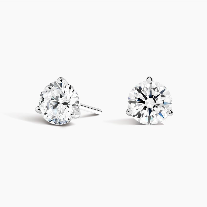 .78 Carat Round Natural Diamond Earrings 14Kt Martini 3-Prong VS2-G