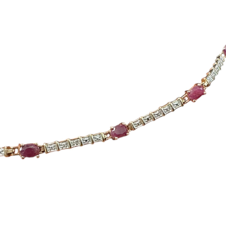 Genuine 1.25 Carats Ruby sterling gold link bracelet