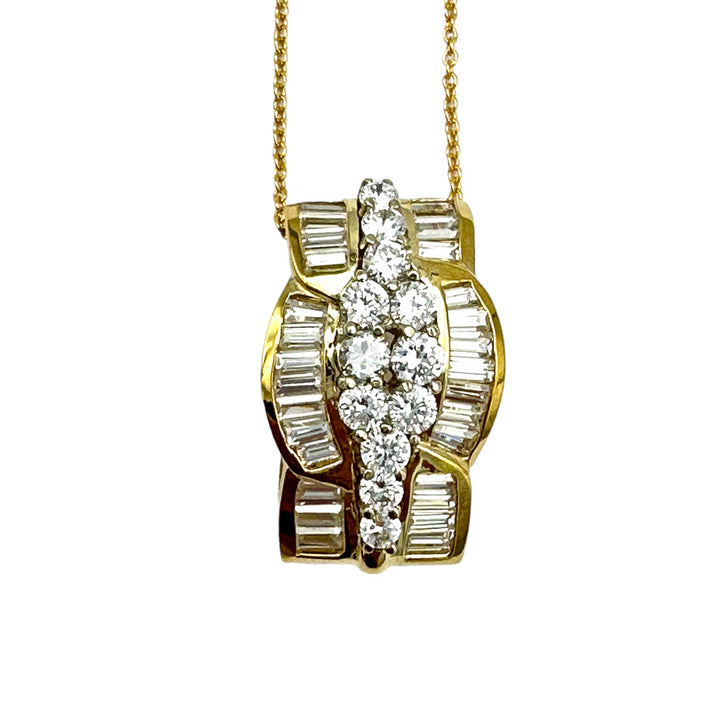 18Kt Yellow gold Baguette 3.50 Ct Diamond Enhancer Pendant