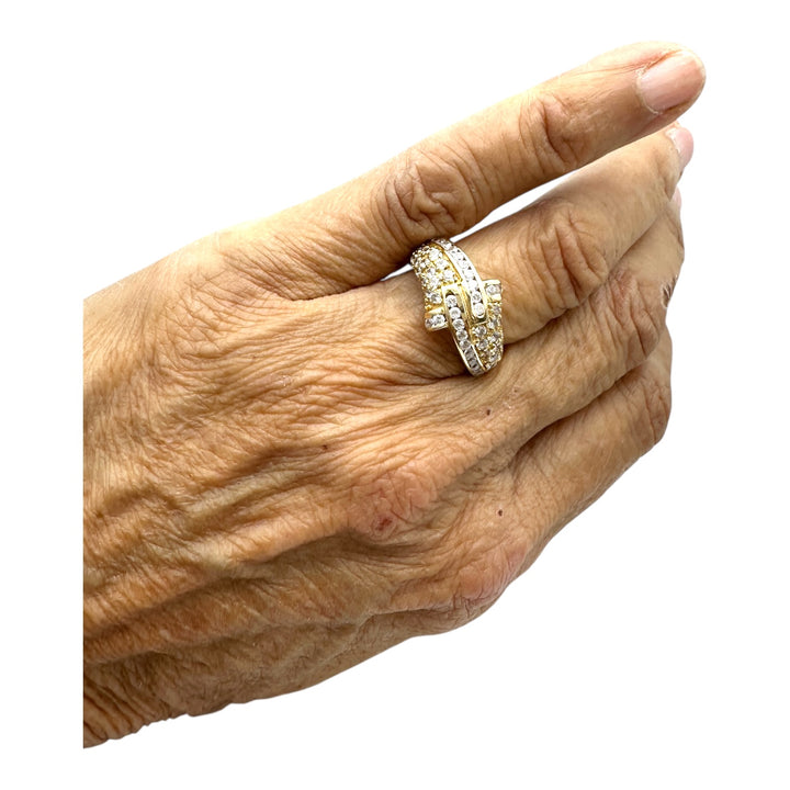 18 Karat Yellow Gold, 1.30ct Diamond Dome Band Ring