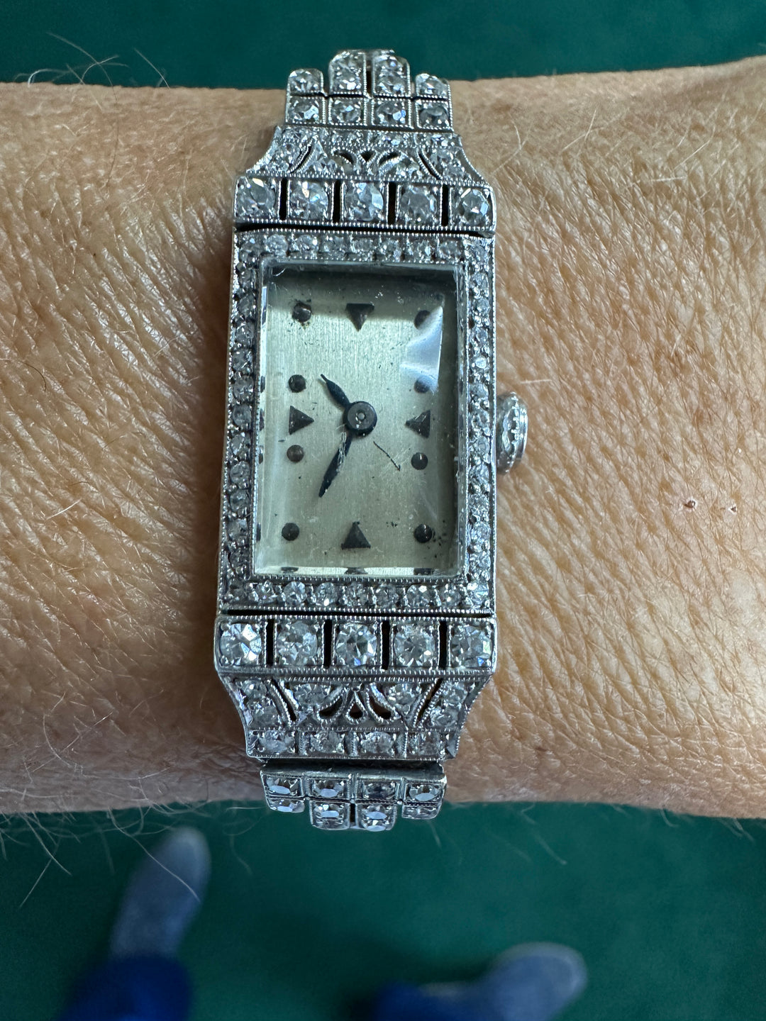 Art Deco Platinum 3.50Ct Diamond Watch VS-F 18-Jewel Manual Wind