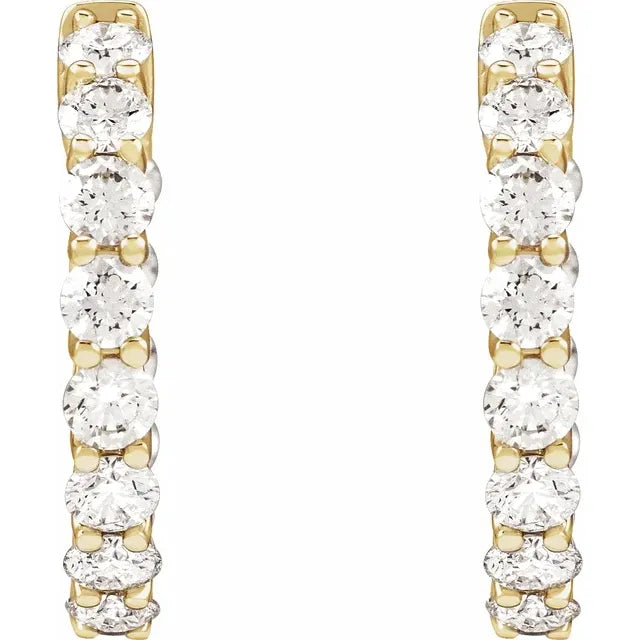 14K Yellow 2 1/5 CTW Natural Diamond Inside-Outside Hoop Earrings