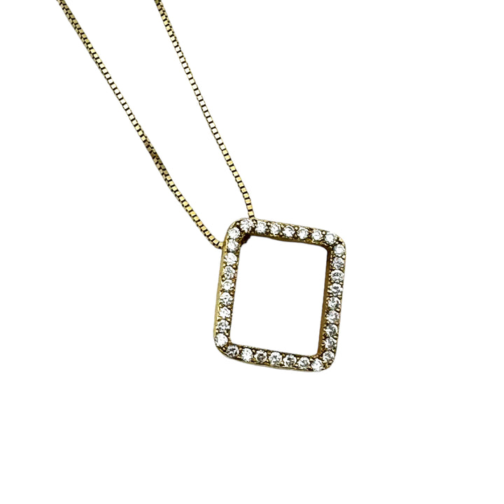 14Kt Yellow Gold .50 Carat Halo Modern Pendant & Chain VS Quality