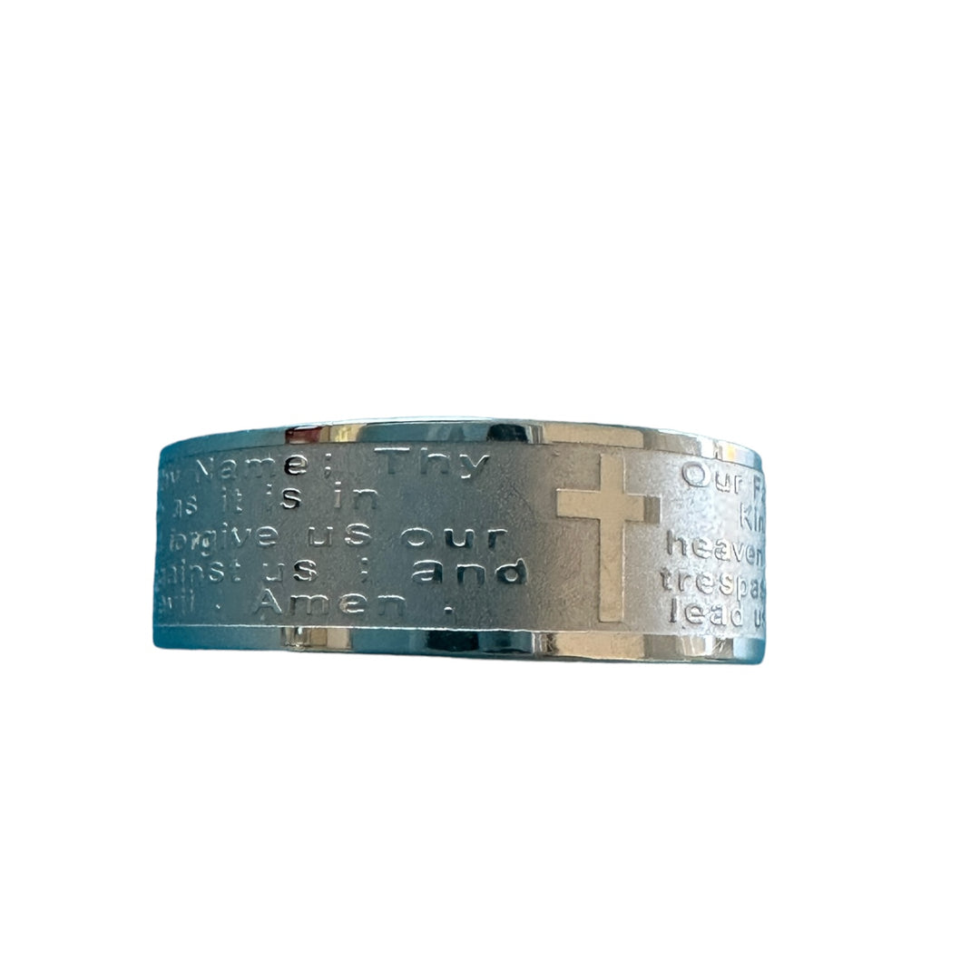 “The Our Father” Prayer Ring, 8mm Stainless Steel 