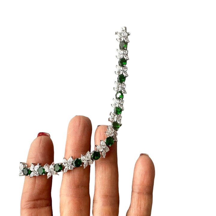 Hollywood 20ct Sterling Green Stone Tennis Bracelet