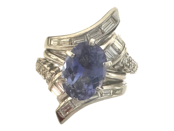 14k 2.20ctw Tanzanite and Diamond Wrap Engagement Ring Set