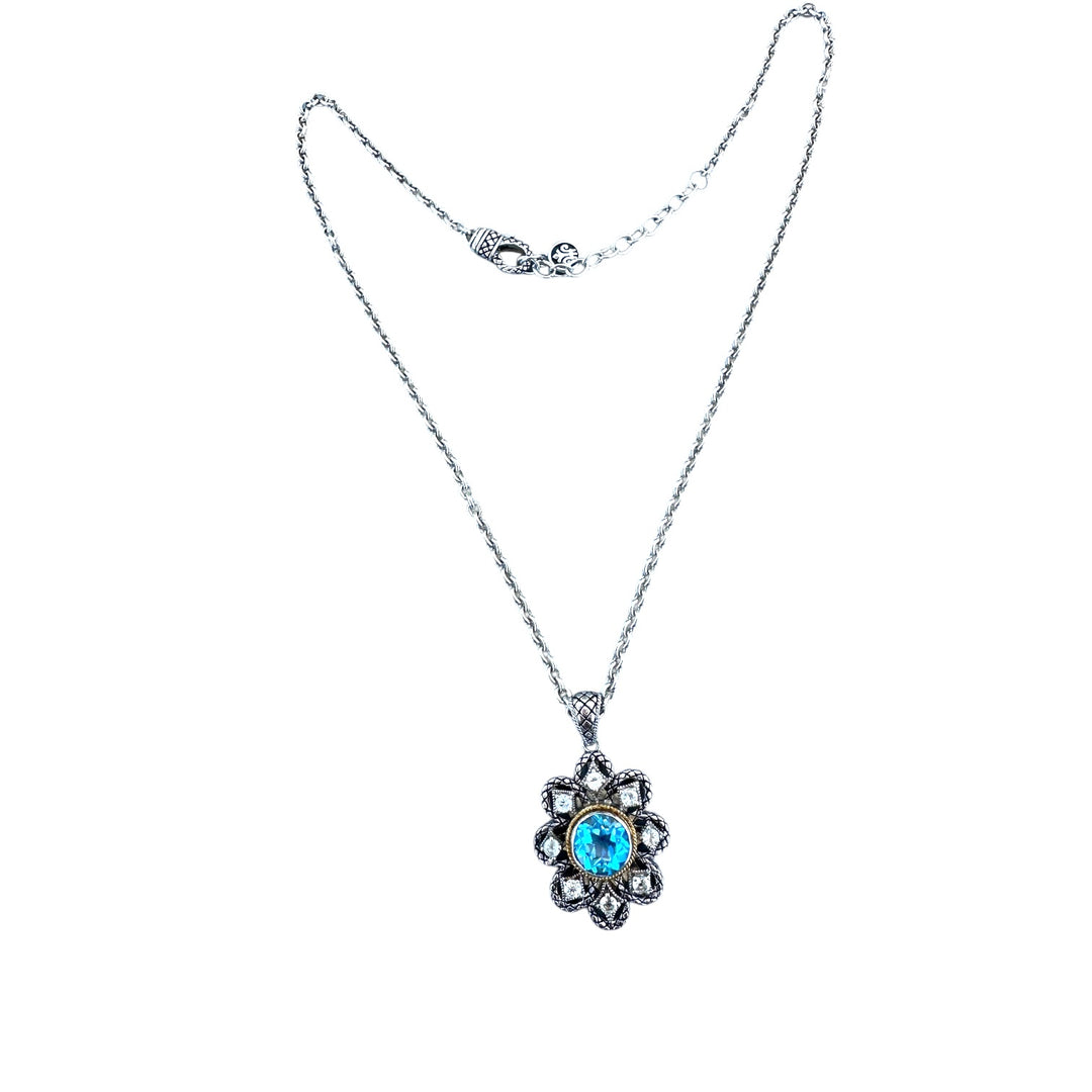 Andrea Candela 18k Gold Sterling Blue Topaz Necklace 17"
