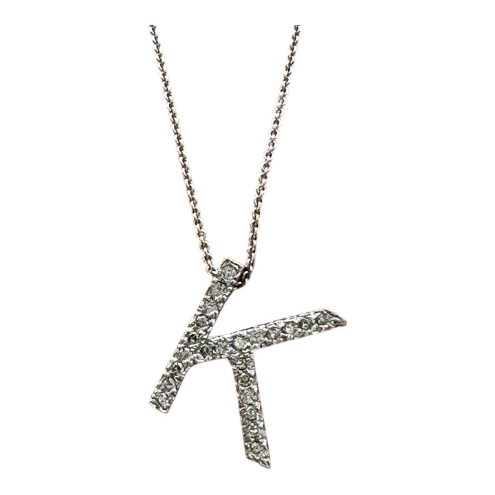 14Kt Initial “K”, 1.00ct Diamonds and Chain Pendant