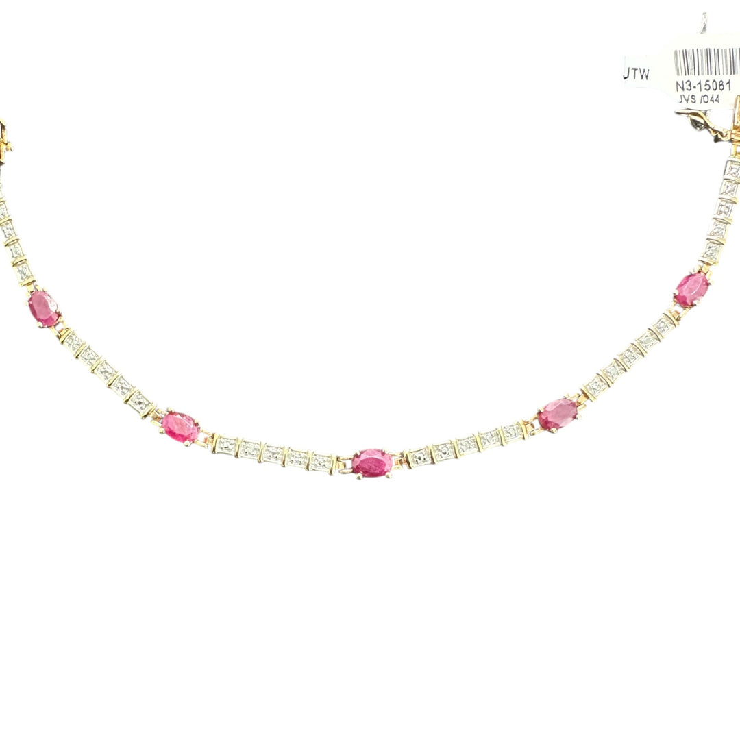 Genuine 1.25 Carats Ruby sterling gold link bracelet