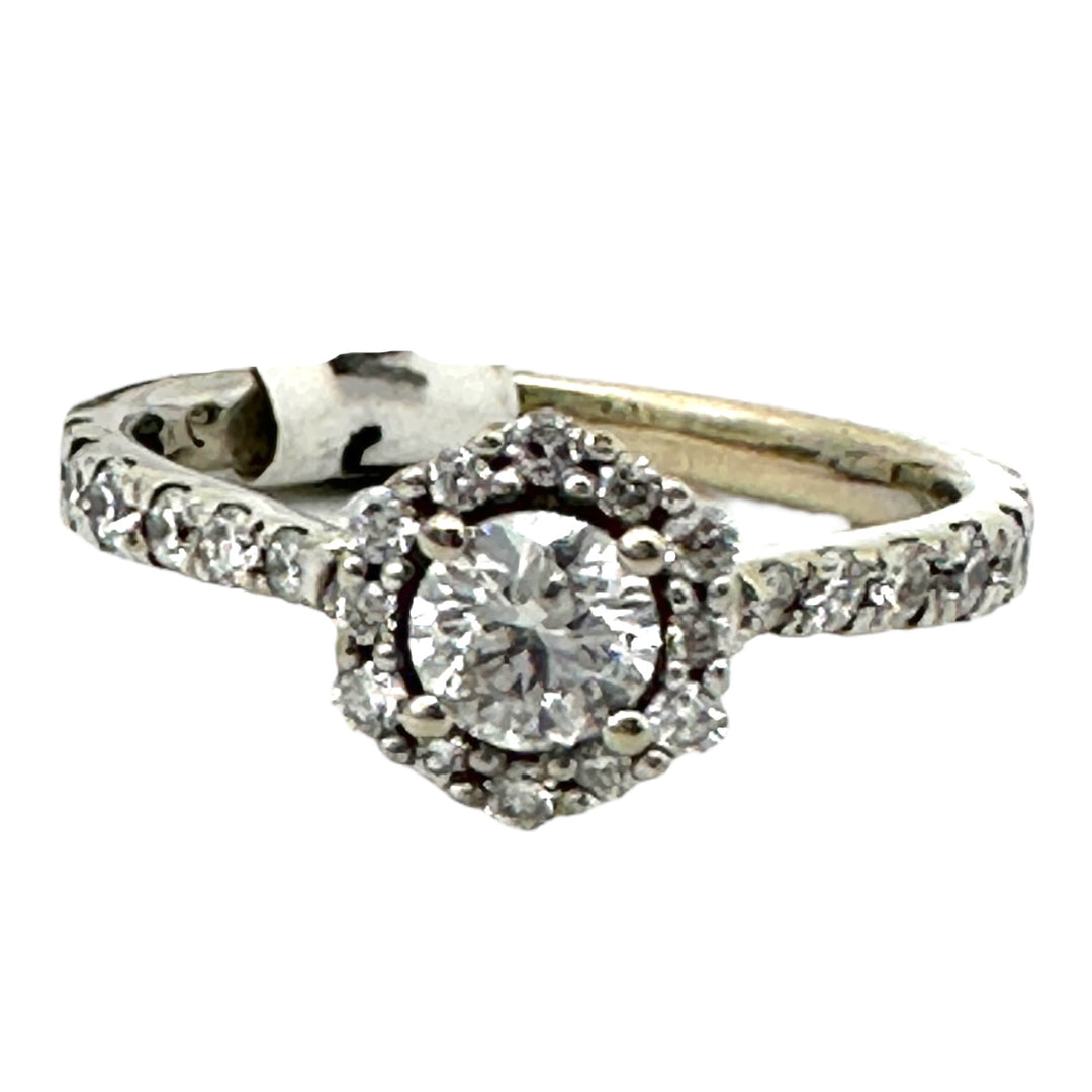 Halo .69 ct Engagement White and Pink 14kt Gold Ring