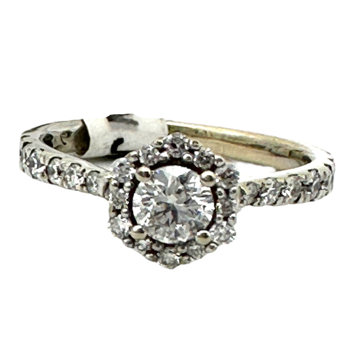 Halo .69 ct Engagement White and Pink 14kt Gold Ring