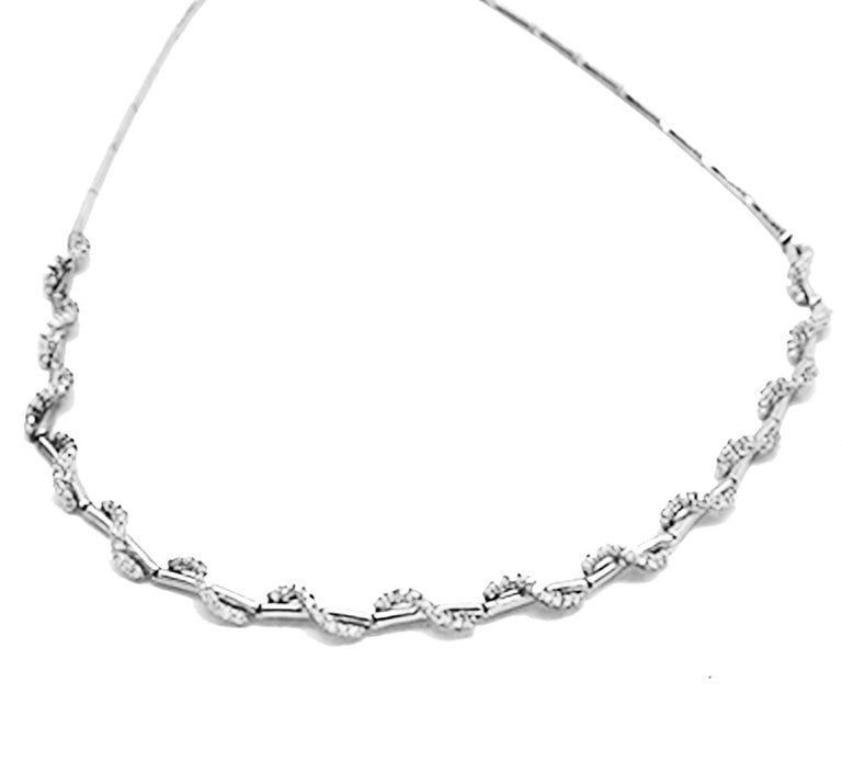 14kt Diamond Choker Omega Necklace 4.00 Carat White Gold