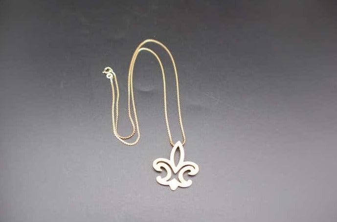 Fleur De Lis Diamond Pendant 14kt Yellow Gold .50 Carat Total
