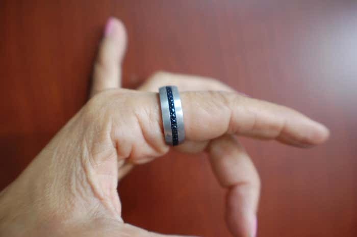 Black Sapphire Tungsten Carbide 8mm Band Triton TC.850/925 Size 10