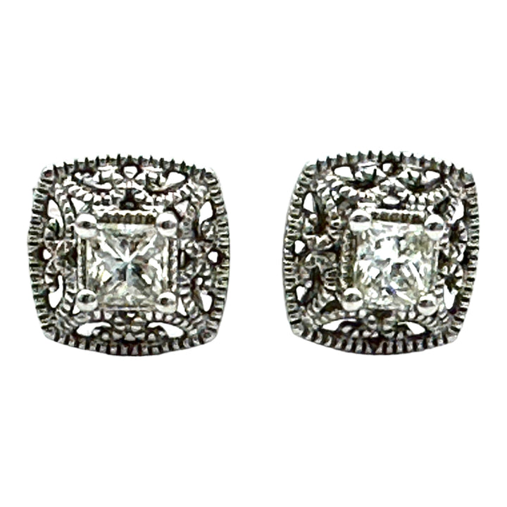 14kt .35 ct Princess Lacey Diamond Stud Earrings
