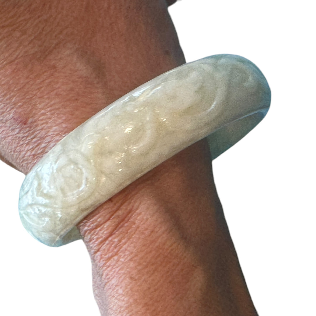Dragon Soapstone Carved Jumbo Bangle Bracelet