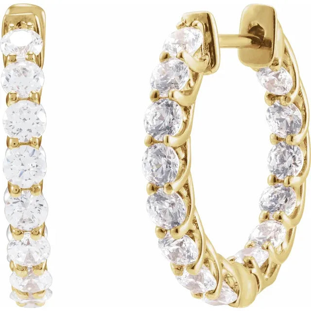 14K Yellow 2 1/5 CTW Natural Diamond Inside-Outside Hoop Earrings