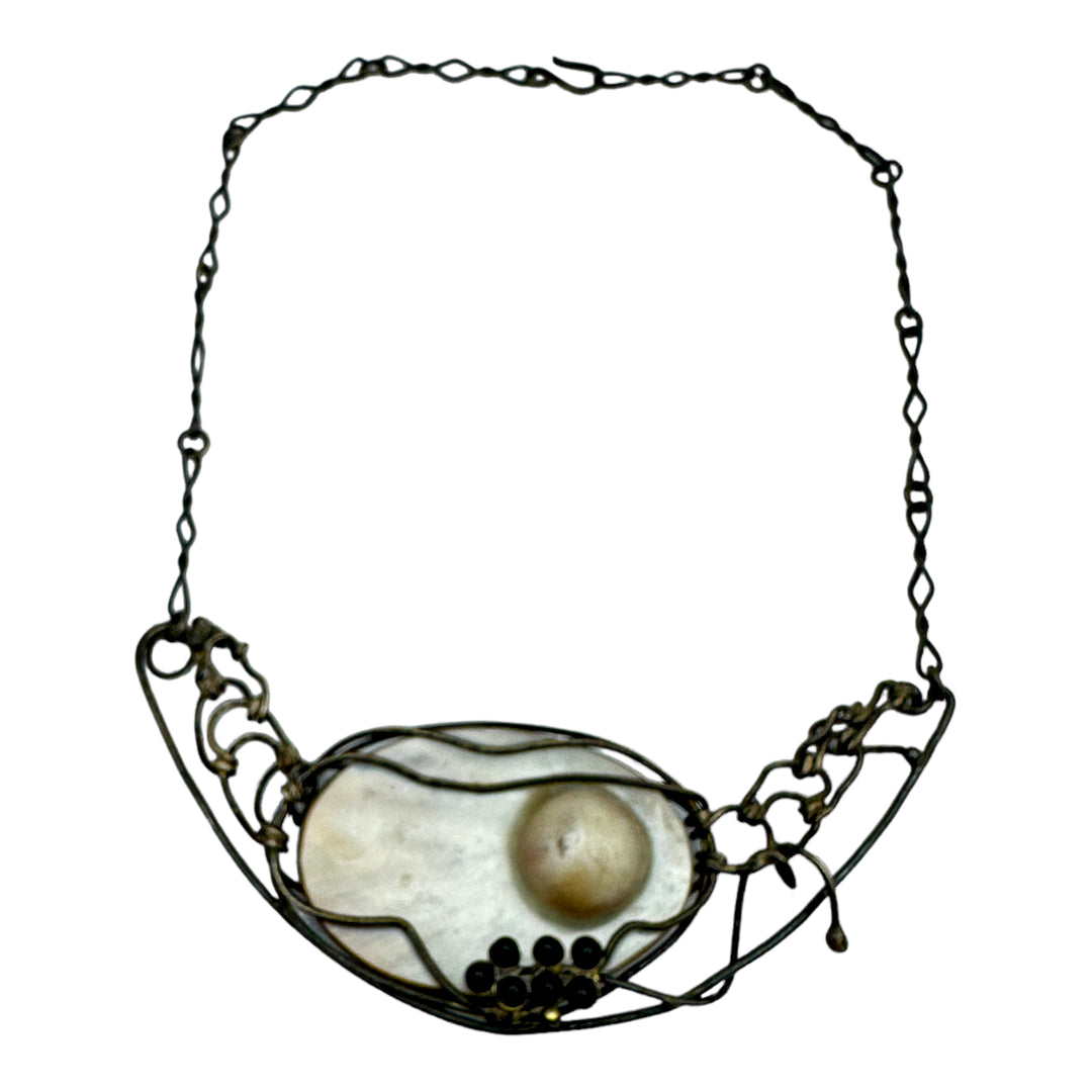 Spider Web Sterling Silver Mobee Pearl Necklace