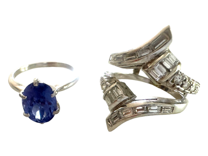 14k 2.20ctw Tanzanite and Diamond Wrap Engagement Ring Set
