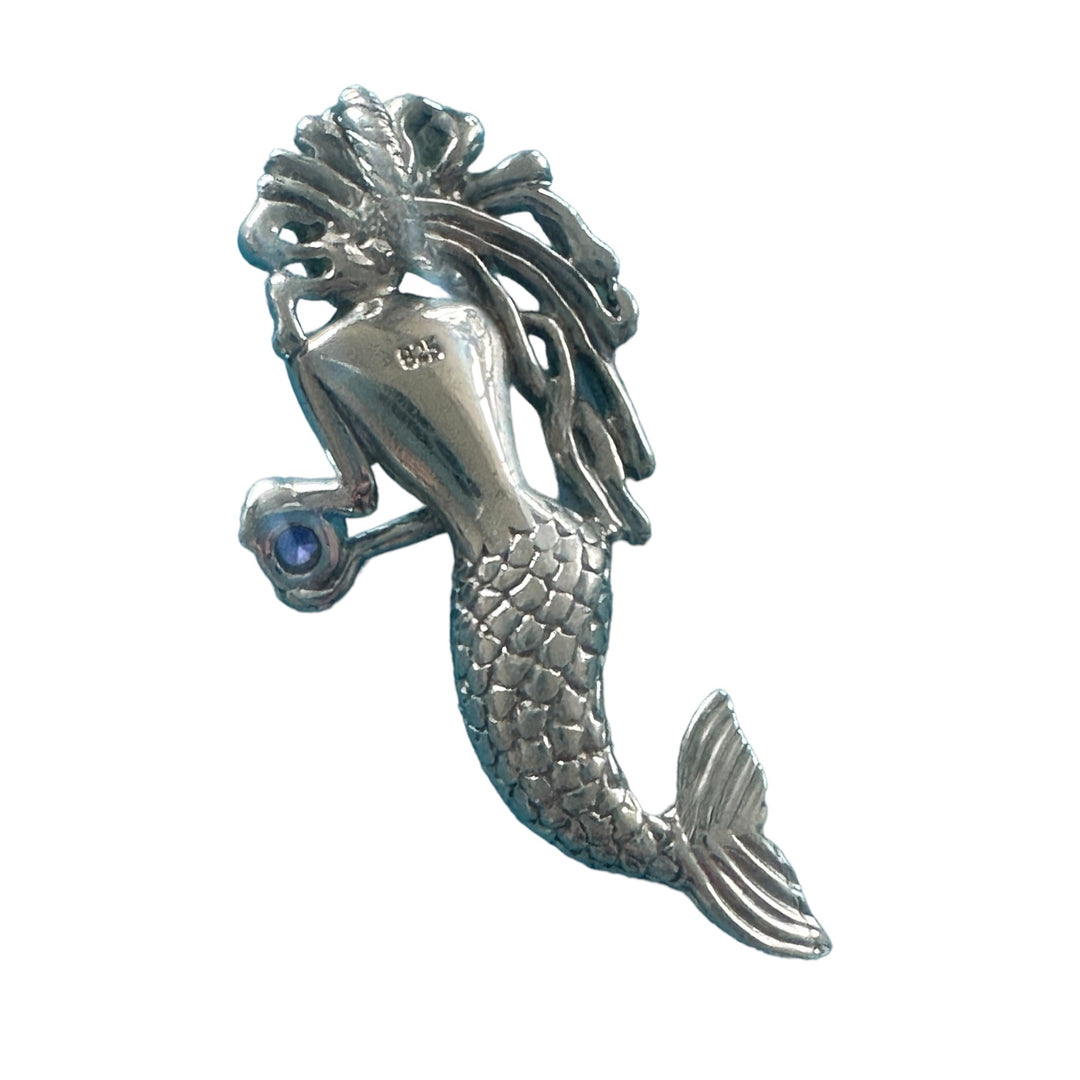 Opal Mermaid Pendant with Tanzanite Sterling Silver