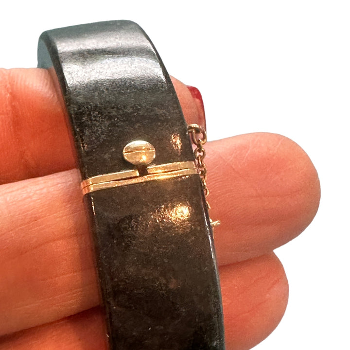 14kt Green Moss Agate 1/2”Cuff Bangle