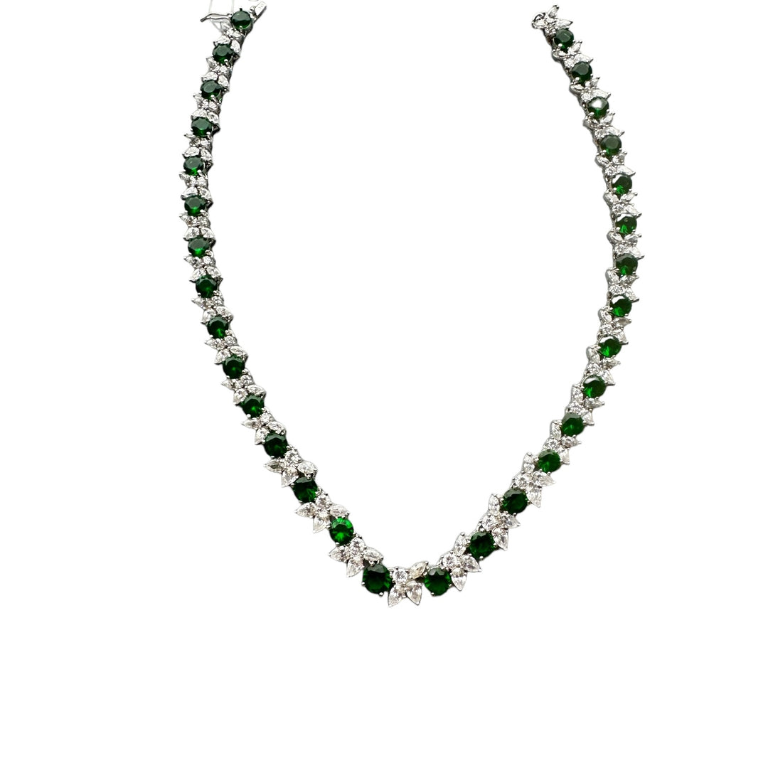 Sterling Silver 50cts Green Stone Infinity Necklace