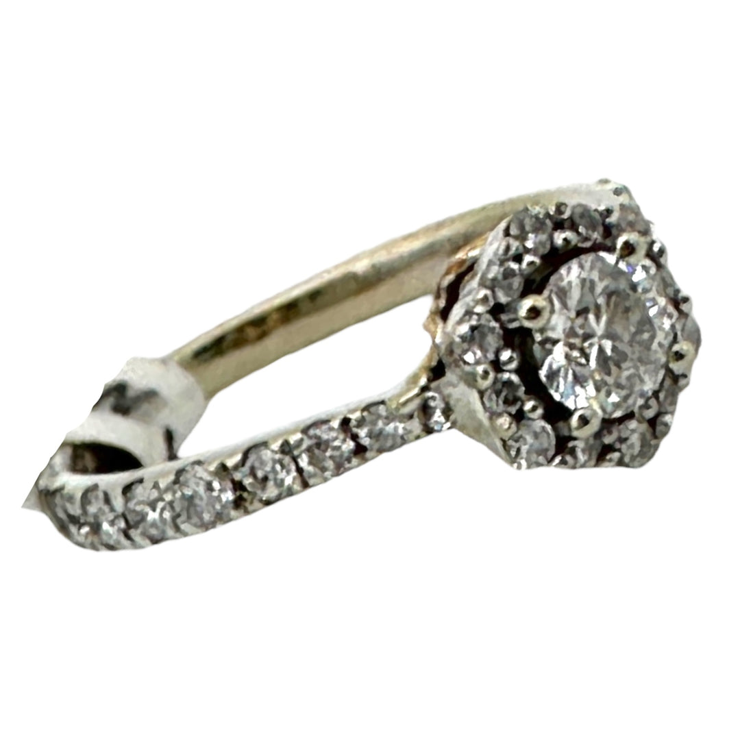 Halo .69 ct Engagement White and Pink 14kt Gold Ring