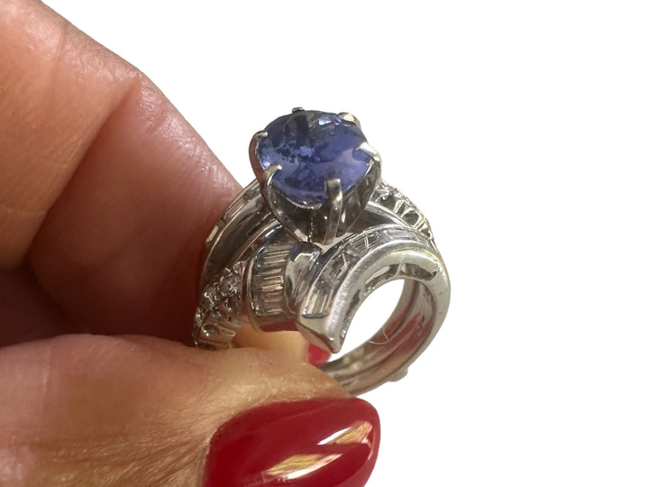 14k 2.20ctw Tanzanite and Diamond Wrap Engagement Ring Set