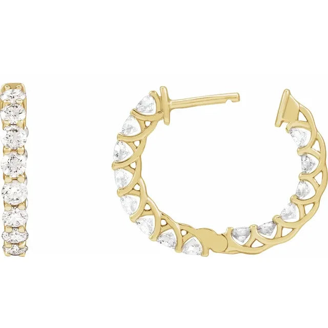 14K Yellow 2 1/5 CTW Natural Diamond Inside-Outside Hoop Earrings