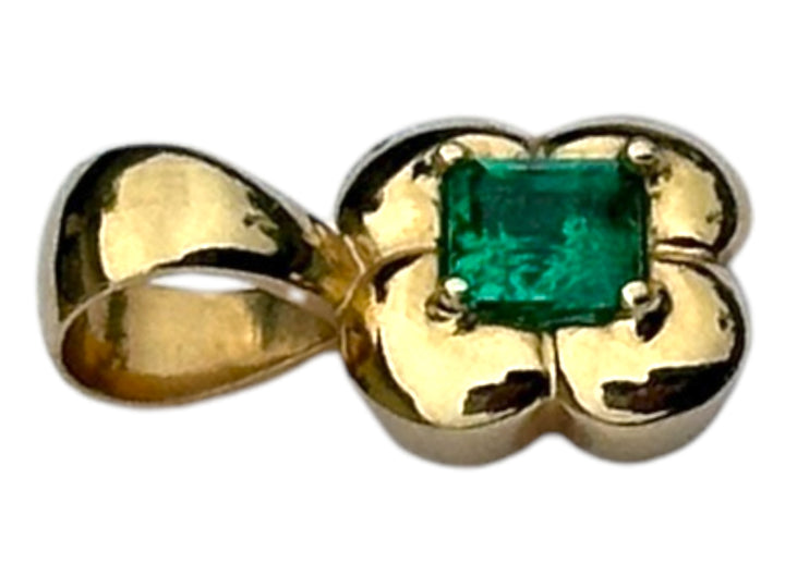 .75 Carat Colombian Emerald Princess-Cut 18 Karat Yellow Gold Pendant