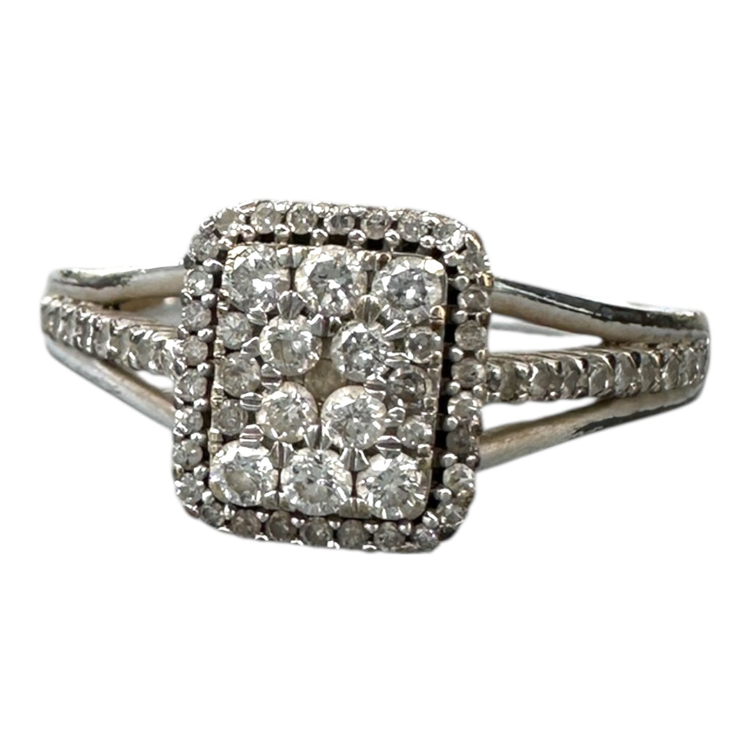 14kt 1.00 Carat Diamond Halo Ring White Gold