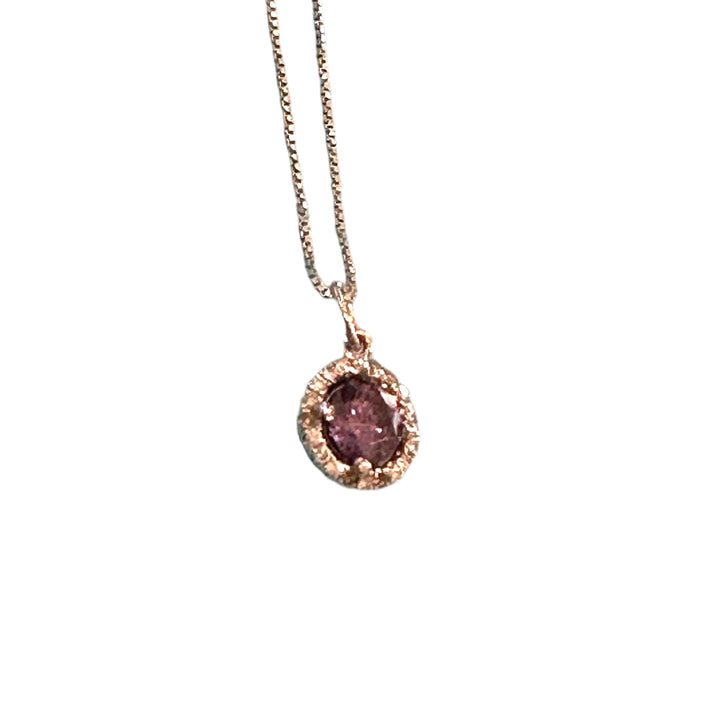 14kt Amethyst Halo Diamond Pendant and Chain