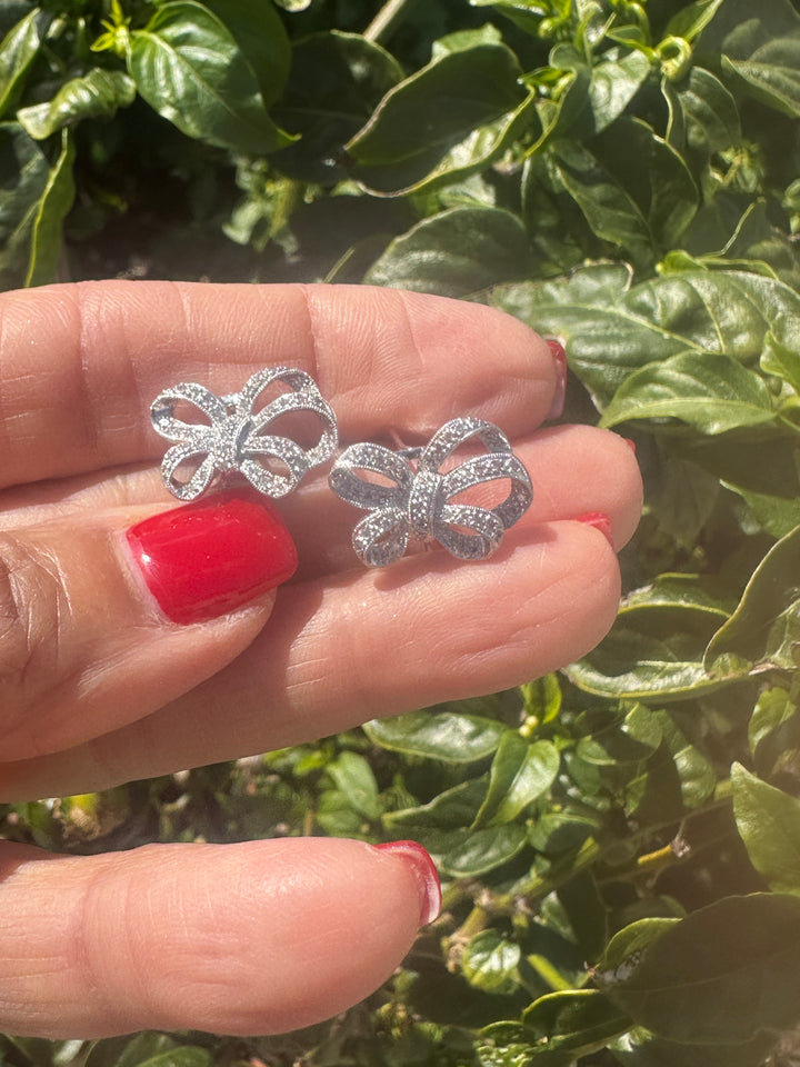 Platinum Diamond Bowtie Earrings .75 ct