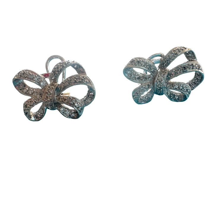 Platinum Diamond Bowtie Earrings .75 ct