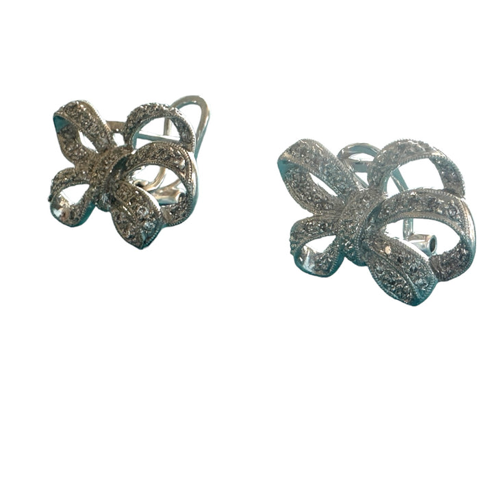 Platinum Diamond Bowtie Earrings .75 ct