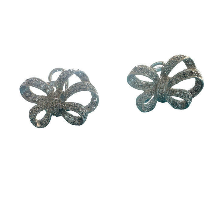 Platinum Diamond Bowtie Earrings .75 ct