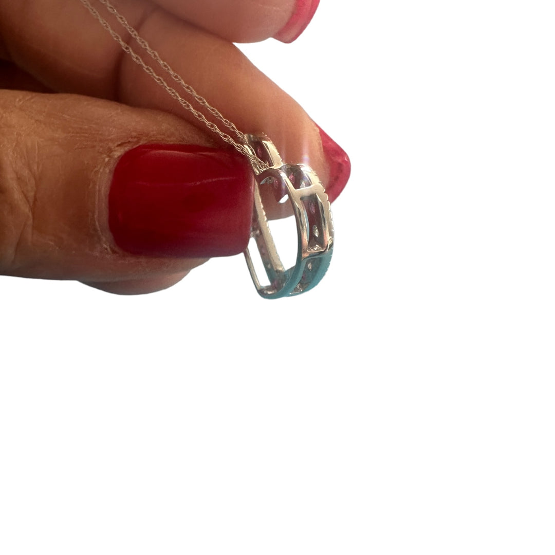 18kt .50 ct Diamond and Ruby Open Heart Pendant and Chain