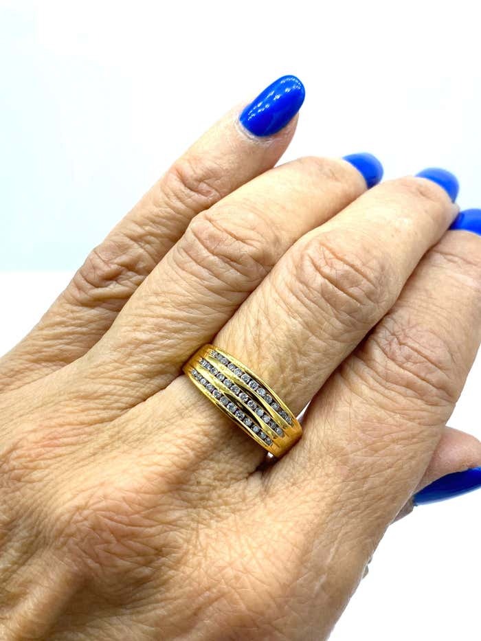 .36 ct Channel Diamond Band Yellow Gold Wide Ring