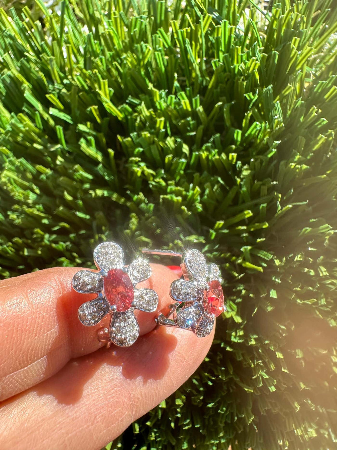 Orange Tourmaline and Diamond Halo Earrings 1.00ctw