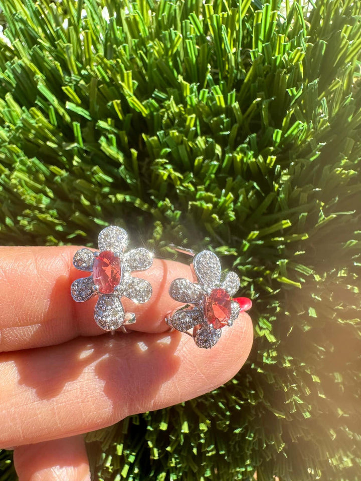 Orange Tourmaline and Diamond Halo Earrings 1.00ctw