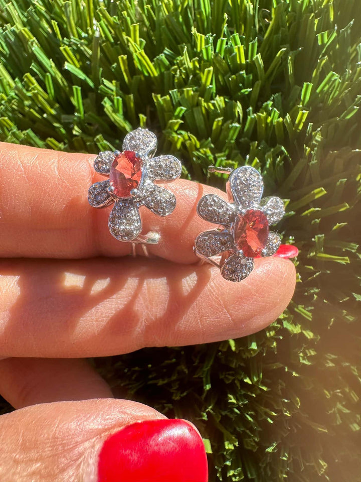 Orange Tourmaline and Diamond Halo Earrings 1.00ctw