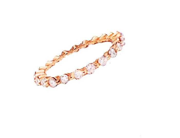 .70 ct Pink Gold Eternity Stackable Diamond Ring Band 14 Karat