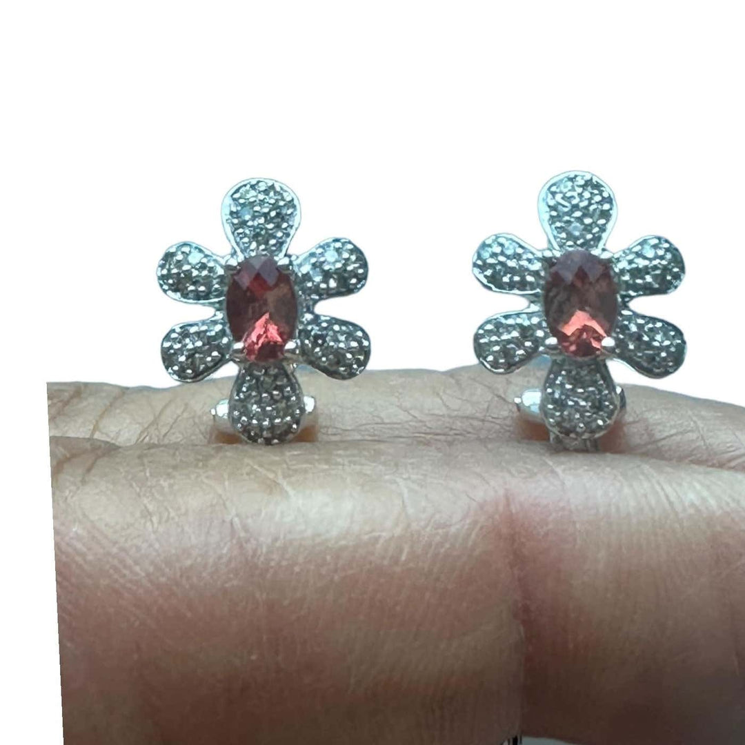 Orange Tourmaline and Diamond Halo Earrings 1.00ctw