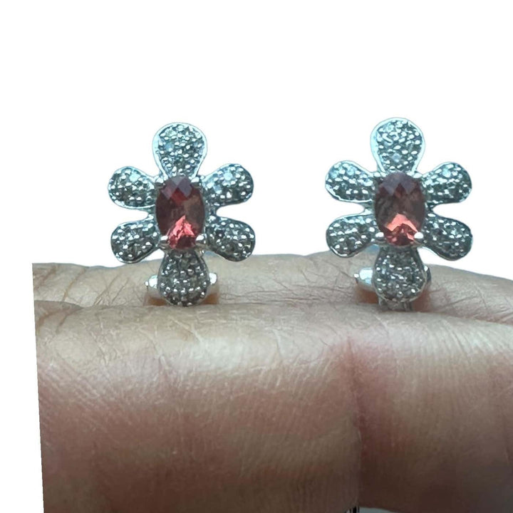 Orange Tourmaline and Diamond Halo Earrings 1.00ctw