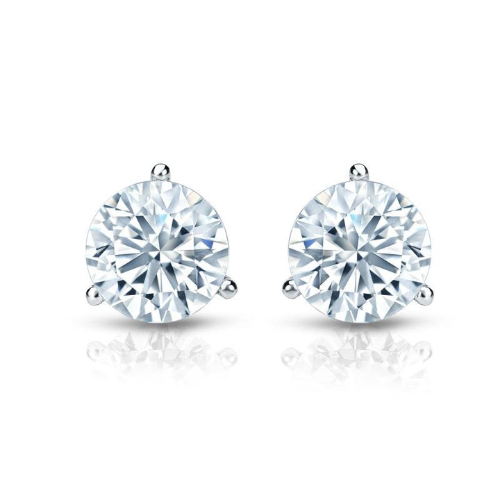 3 ctw Round Lab Grown Diamond Stud Earrings Colorless F-G, VS