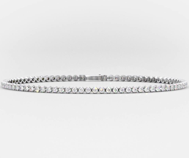 14kt Lab Grown Diamond Tennis Bracelet VS Quality Near Colorless
