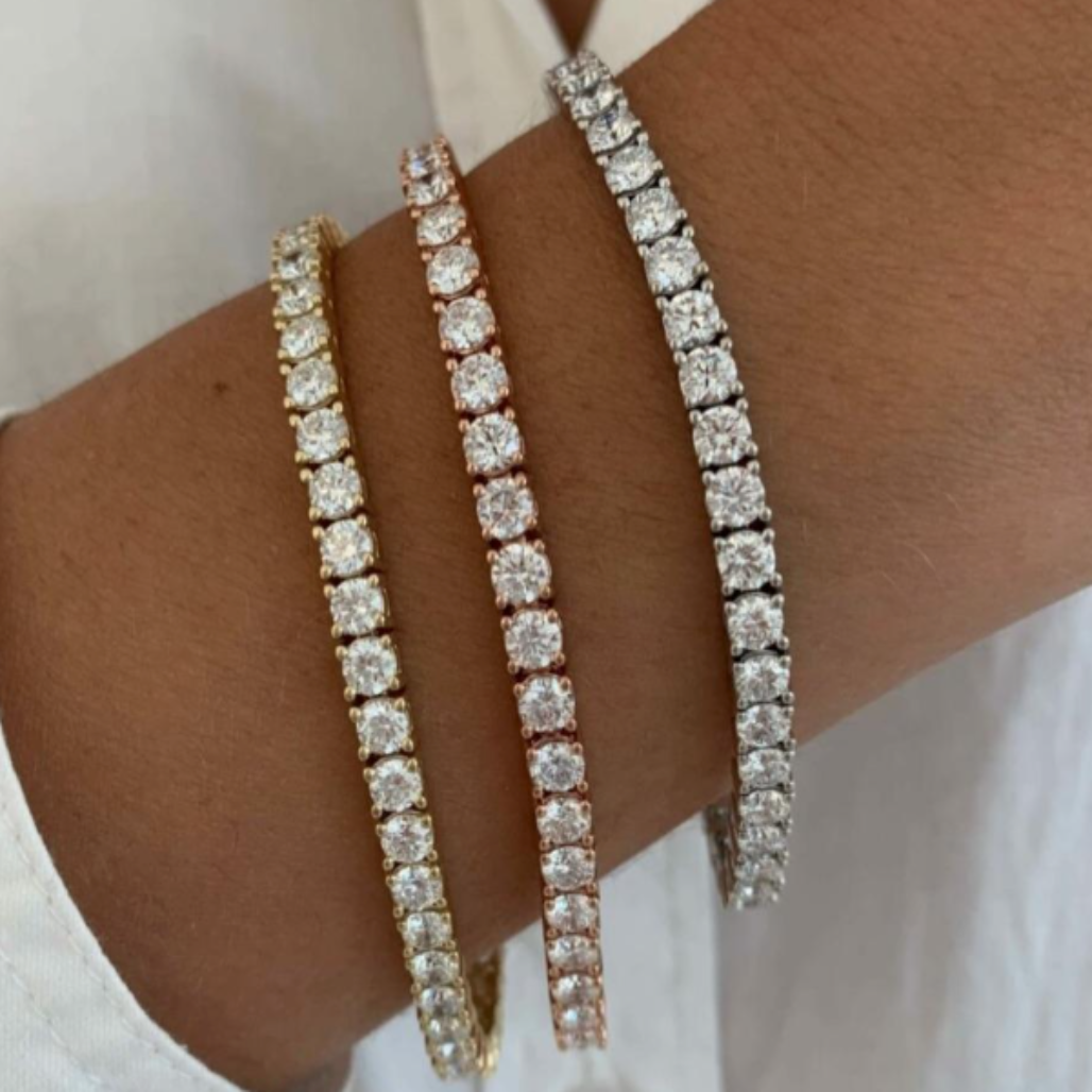 14kt Lab Grown Diamond Tennis Bracelet VS Quality Near Colorless