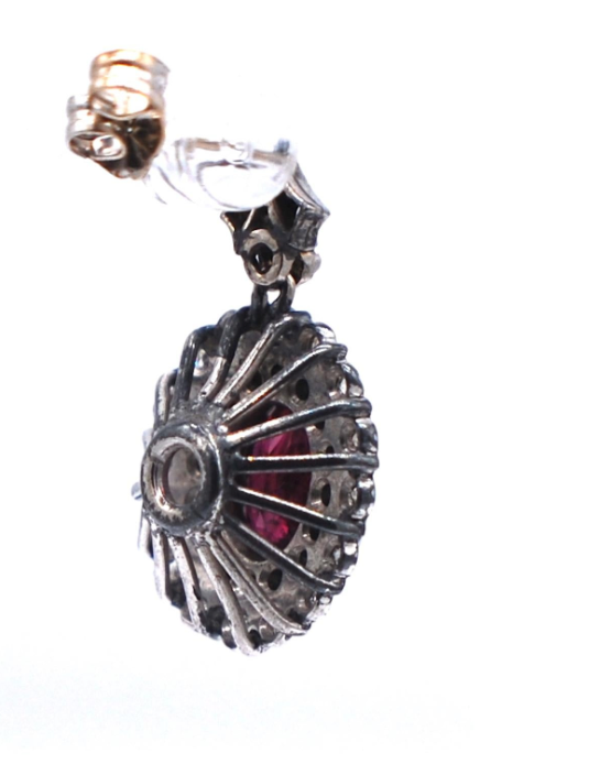 2 ctw Ruby and Antique Diamond Drop Earring