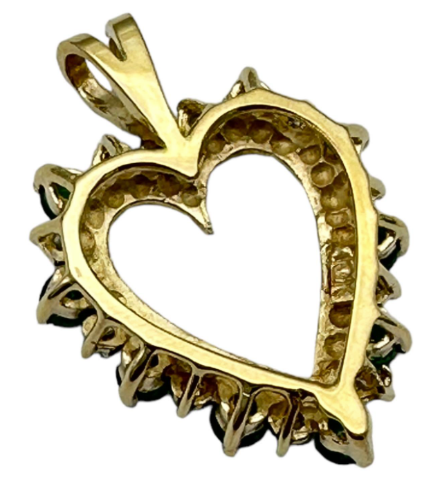 1.20 ctw Emerald and Diamond Heart Yellow Gold 10k